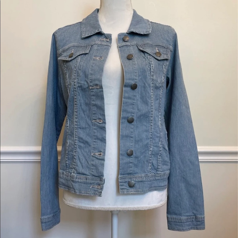 Max Jeans Stripe Smudge Wash Jacket.